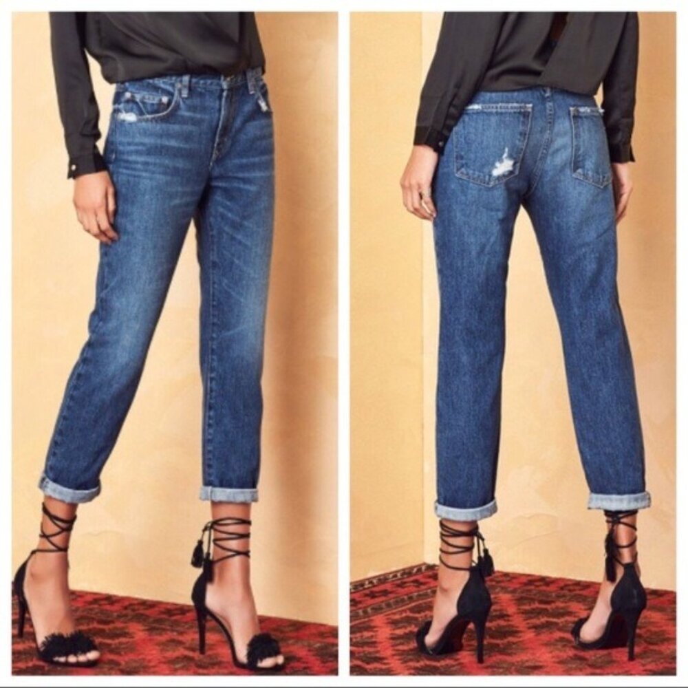 Lovers + Friends Ezra Slim Boyfriend Crop Jeans, Size 25